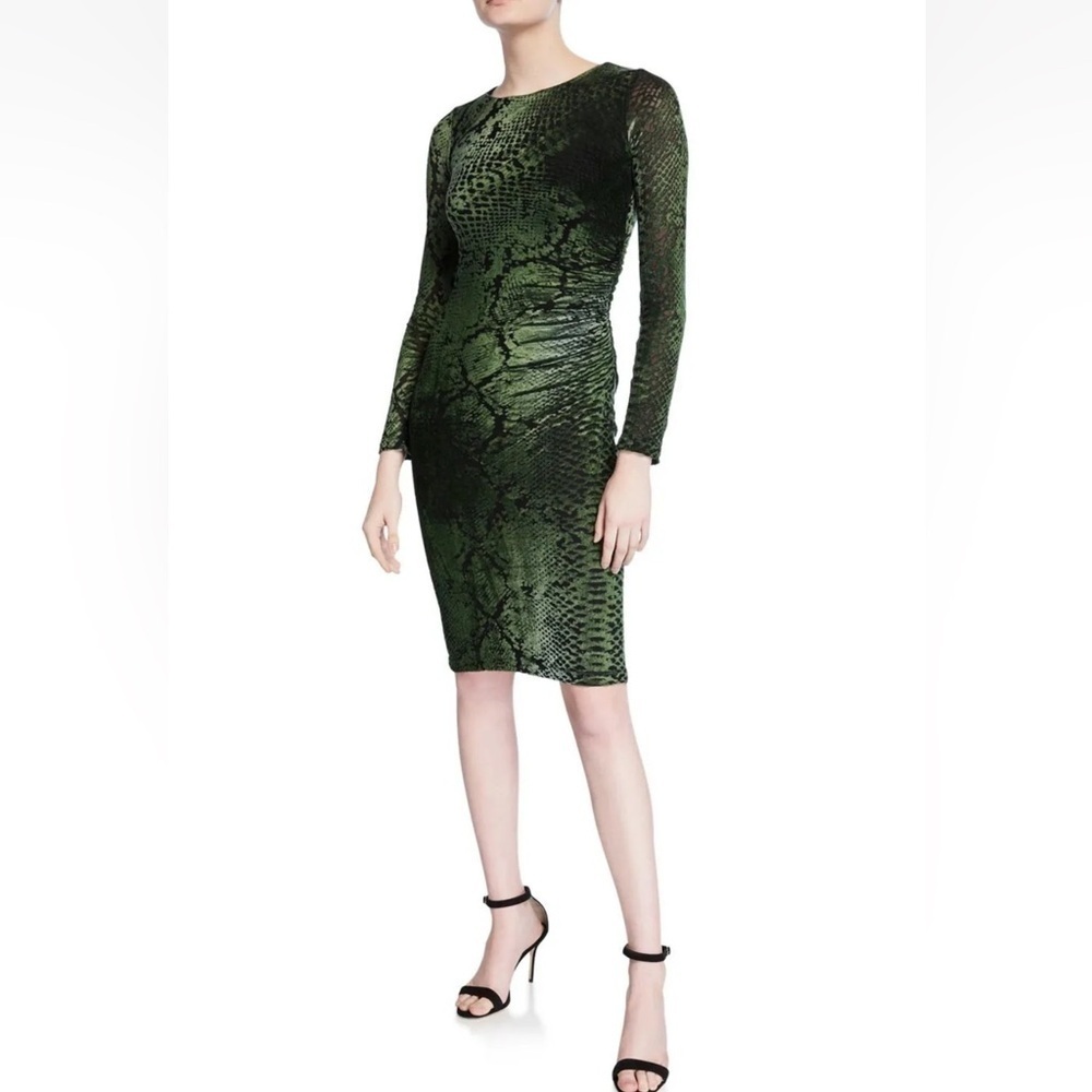 Fuzzi Long Sleeve Snake Print Velvet Dress Medium
